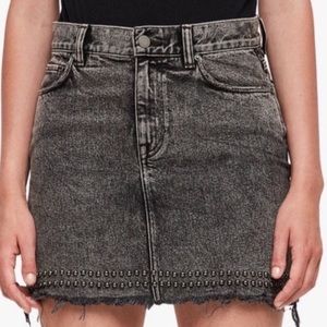 Black Denim Studded Skirt